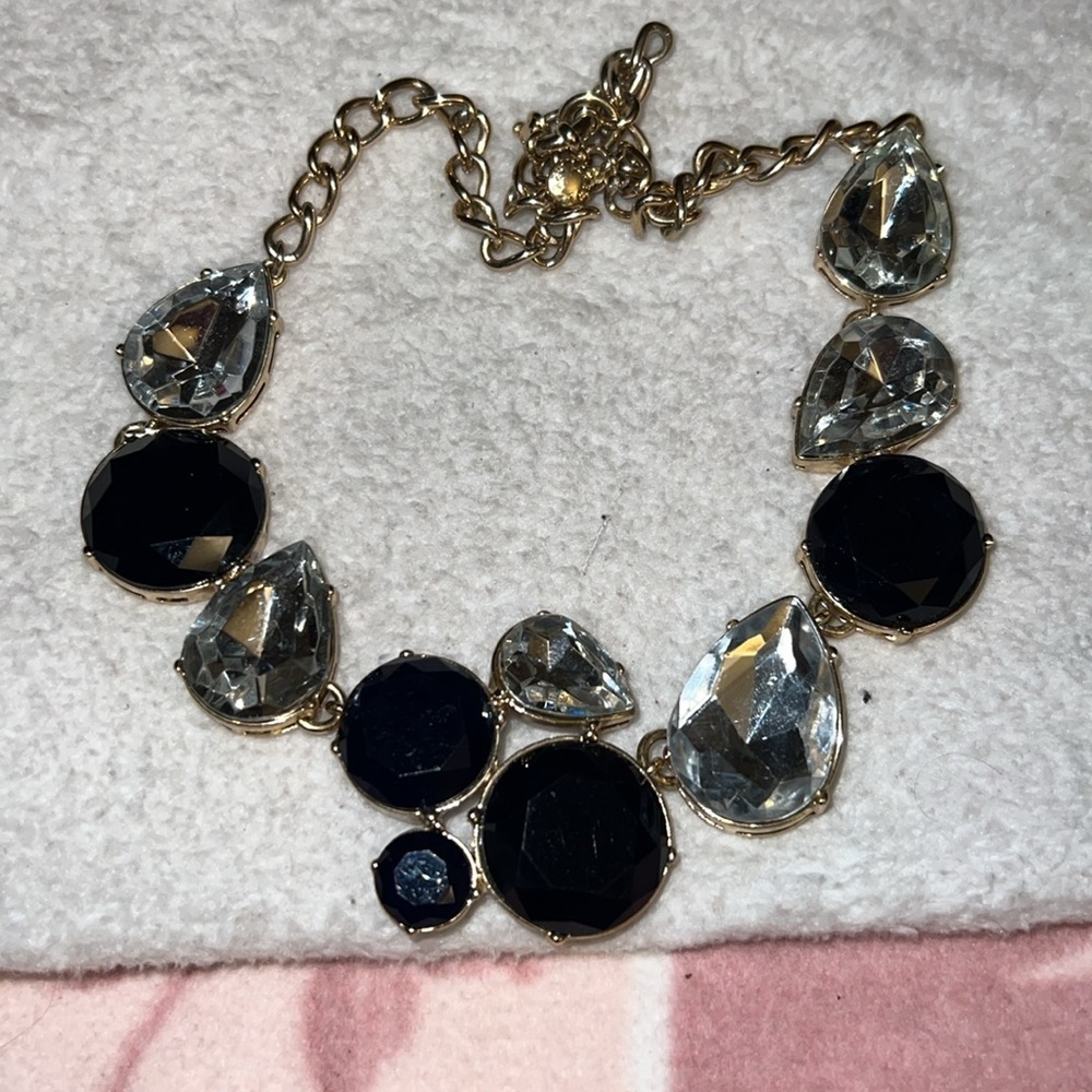 J.Crew Statement Necklace with Navy & Clear Crystals - Picture 5 of 5